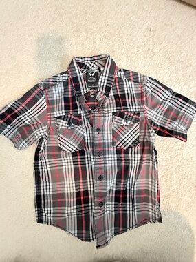 Shawn White Black, Gray & Pink Plaid Short-Sleeve Button-Down Shirt